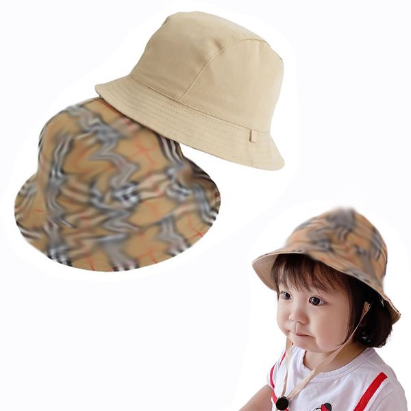 Designers à carreaux pour enfants chapeau seau chapeaux ajustés soleil empêcher le bonnet de baseball de baseball enfants en plein air ou adultes