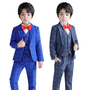 Costume à carreaux Boys Walking Photography Suit (costume + pantalon + gilet + chemise + nœud papillon)
