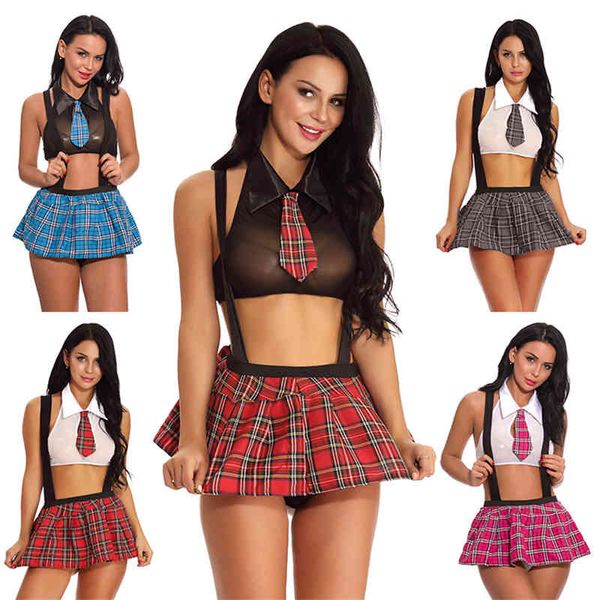 Plaid Halloween Sexy Uniforme Femme Cosyplay Roleplay School Girl Sexy Costume 211208