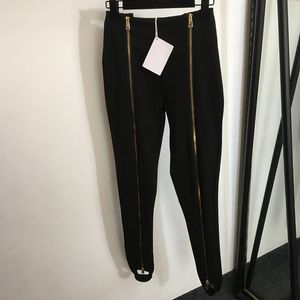 Leggings de créateur à fermeture éclair, pantalon classique, Slim, Long, taille haute, élastique, à breloques, de luxe, doux, barboteuse