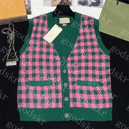 Gilet à carreaux en tricot tricot pour femmes Chandon de créateur pour femmes pour femmes haut de gamme Vêtons extérieurs