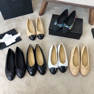Zapatos de diseñador de la marca de paris zapatos de chanezcan los zapatos ballet negro zapatos mujeres primavera acolchada de cuero genuino deslizamiento en bailarina de lujo de lujo dedo de vestir damas zapatos de vestir