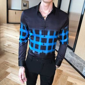 Plaid Mannen Overhemden Business Formele Jurk Shirts Lange Mouwen Slanke Fit Streetwear Camisa Masculina Social Party Blouse Casual Shirt 210527