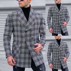 Plaid Mannen Bruiloft Smoking Shawl Revers Bruidegom Dragen Blazer Voor Mannelijke Zakelijke Kantoor Jas Kostuum Homme Alleen Jas