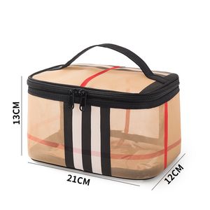 Plaid Mesh Cosmetic Bag Multifunctionele transparante wastas PVC Waterdichte buggy zakken Vijfkoppige set