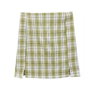 Jupes Plaid Mini jupe plissée taille haute décontractée mince fente a-ligne