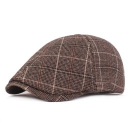 Plaid Newsboy Caps Men Wol Blend Flat Cap Warm Driving Hats Gastby Ivy Caps voor mannelijke vintage Britse verdikte baret