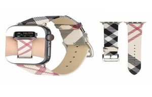 Bandle de plaque à carreaux Band de montre Apple 40 mm 44 mm 42 mm 38 mm Bracelet de ceinture de bracelet en cuir authentique pour la série Iwatch 7 6 SE 546890573