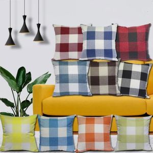 Plaid Kussensloop Case British Grid Throw Cover Cover Check Tartan Pillowcases Sofa Square Car Decor Beddengoed Thuis Textiel 45 * 45cm C7167