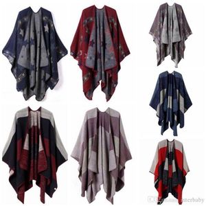 Plaid Poncho Sjaal Tartan Winter Cape Grid Sjaal Cardigan Cloak Tassel Mode Wraps Meisjes Vintage Knit Scarve Coat Sweater Dekens AYP6081