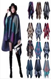 Geruite Poncho Dames Vintage Mode Sjaal Bloemen Wrap Gebreid Kasjmier Sjaals Dame Winter Cape Sjaal Vest Dekens Mantel Jas Swe2168870