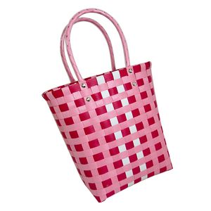 Seau Portable à carreaux, panier à légumes, fourre-tout en paille, sac tissé à la main