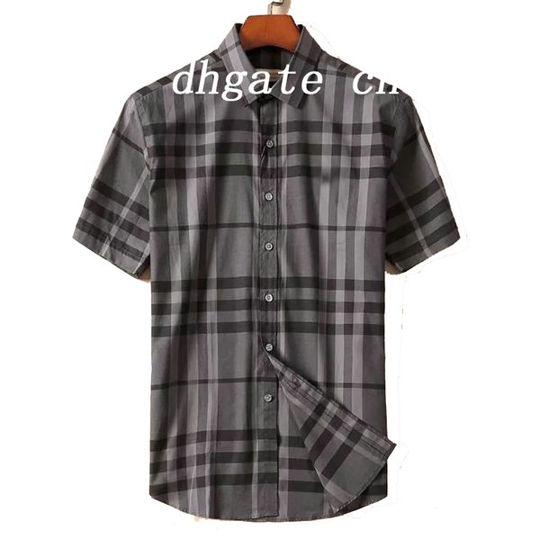 Chemise décontractée à carreaux de qualité pour hommes burbereys pour hommes Camisas De Hombre Mode géométrique à carreaux imprimé à manches courtes revers affaires polyvalent M-4XL 855842722