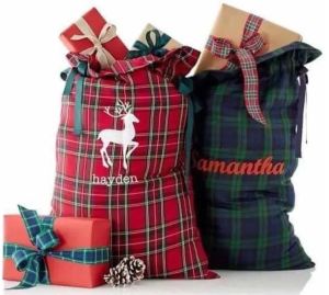 plaid santa sack Christmas santa sacks for kids candy gift bag canvas santa sack plaid style X-mas gift gyqqq AU18