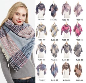 Écharpes à carreaux Châle Grille Surdimensionné Gland Wraps Treillis Triangle Cou Écharpe De Mode À Franges Pashmina Hiver Foulard Couvertures TLZYQ1420