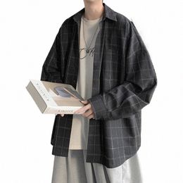 Chemise à carreaux pour hommes, marque fi, chemise polyvalente et décontractée, manteau fi coréen, beaux vêtements, 2021 96qa #