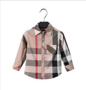 Geplaid shirt verkopen 2018 Europese en Amerikaanse nieuwe aankomst herfst herfst lange mouw revershemd hoge kwaliteit pure katoenen jongens plaid 5703969