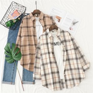 Geruite Shirts Dames Blouses Lange Mouw Dame Gecontroleerd Tops Losse Vrouwelijke Uitloper Casual Kleding Lente Herfst S 220513