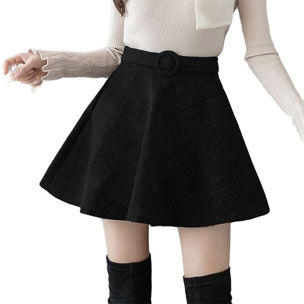 Jupe à carreaux femmes automne taille haute a-ligne hiver vintage décontracté treillis mini noir jupes plissées courtes dame chaud gris y2k 210412