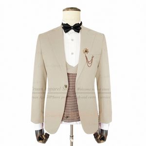 Geruite Pak Set Voor Mannen Avond Diner Formele Blazer Vest Broek 3 Stuks Homecoming Maatwerk Slim Fit Klassieke Mannelijke outfits 782C #