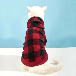 Plaid hiver chaud pour animaux de compagnie vêtements de chat à sweat à capuche Vêtements de chiot veste de chiot