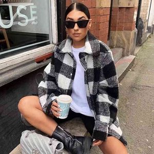 Plaid Wol Mix Jacket Jas Casual Streetstyle Vintage Jasje Jas Geruite Herfst Winter Jasjack 210415