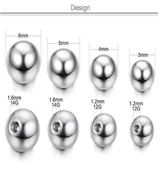 Tornillo de bola liso Perno prisionero Barra de labio Ceja Lengua Anillo del ombligo Accesorio de bola de cuentas 2 mm 25 mm 3 mm Herradura Acero inoxidable 4980633