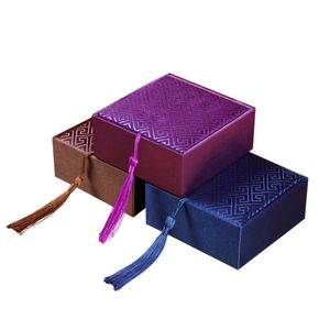 Boîte-cadeau en brocart de soie chinois uni pour bracelet bracelet mallette de rangement emballage de bijoux de luxe