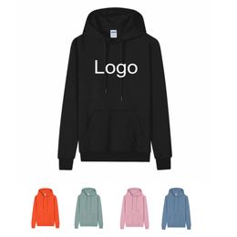 Effen katoenen hoodies voor heren en dames lege trainingspak sweatshirt custom diy printing borduurwerk logo zijn welkom marineblauw zwart roze oranje roodgroene kleur