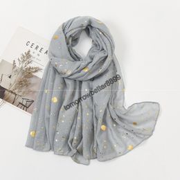 Écharpe en coton unie Femmes Hijab Space Shiny Echarpes Longue Châle Foulard Musulman Femme Muslim Veil Veil Gandana Turban Islamic Women's Bandana 2021