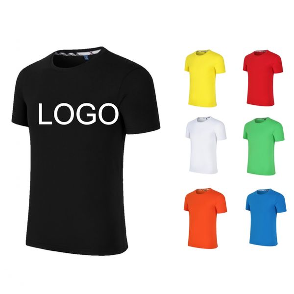 T-shirt en coton uni pour hommes et femmes T-shirt personnalisé Impression bricolage personnalisée Logo de broderie Bleu marine Noir Gris Blanc Jaune Orange Rouge Vert 10 Couleur unie