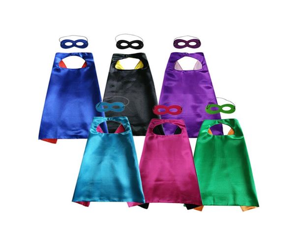 Cape enfant double couche unie avec masque ensemble costume de super-héros cosplay 7070cm 6 couleurs au choix pour Halloween Noël anniversaire part7934005