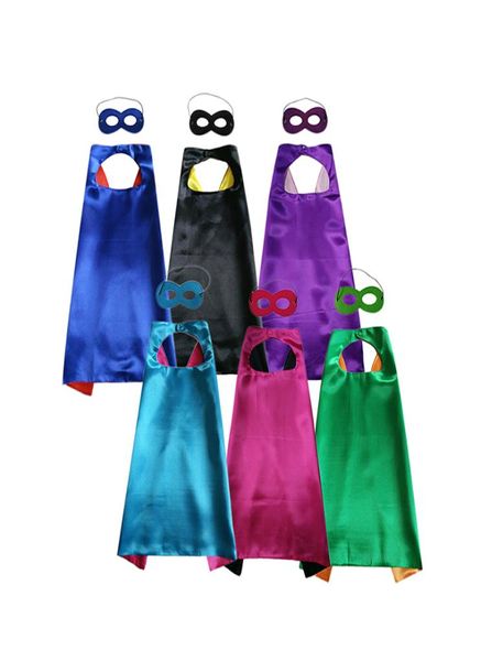 Cape enfant double couche unie avec masque ensemble costume de super-héros cosplay 7070cm 6 couleurs au choix pour Halloween Noël anniversaire part4040316