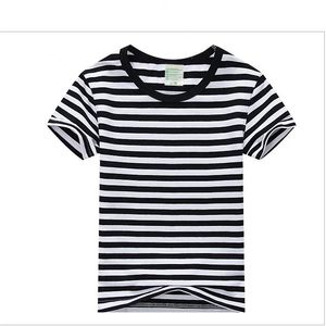 Camiseta lisa para niñas y niños Camisetas unisex de algodón blanco y negro a rayas Camisetas Ropa de verano para niños para 2 3 4 6 8 10 años RKT174001 240313