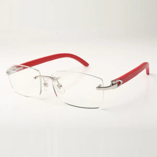 La monture de lunettes unie 3524012 est livrée avec une nouvelle quincaillerie en C plate avec des pieds en bois rouge