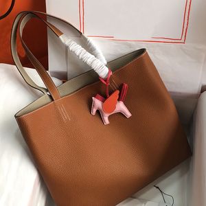 Effen handtassen Portemonnee Tote Boodschappentas Echt leer aan de binnenkant Modebrieven Topkwaliteit schoudertassen Grote capaciteit Zakken Pony Hanger 42cm