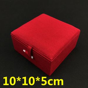 Effen hoge kwaliteit houten armband armband geschenkdoos sieraden display case decoratieve katoen gevulde verpakking linnen ambachtelijke opbergdoos