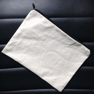 60pcs / lot plaine lumière naturelle ivoire / couleur noire pur coton toile porte-monnaie avec fermeture à glissière noire unisexe portefeuille occasionnel pochette en coton blanc