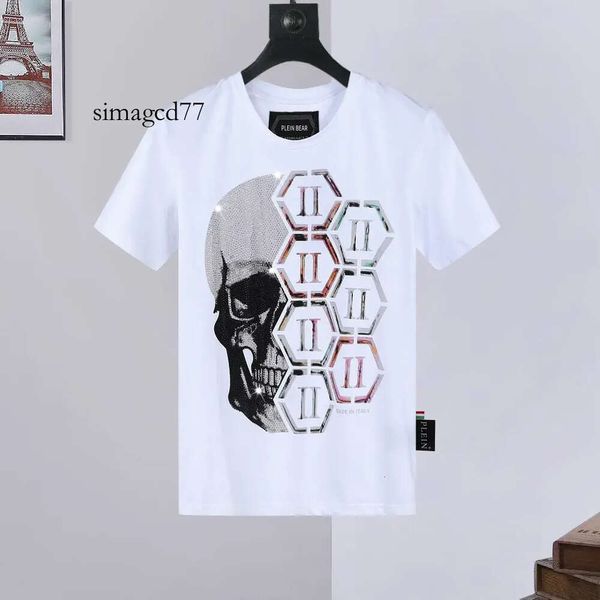 Llanura PLEIN Philipps Camiseta OSO CAMISA Diseñador Diseñador Hombres Hombres Phillip diseñador Pleins Camisetas Ropa de marca Rhinestone PP Cráneo Hombres CAMISETA RO 528