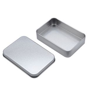 Effen zilveren tin doos 88mm * 60mm * 18mm rechthoek thee snoep visitekaartje USB opbergdozen case sireard organizer
