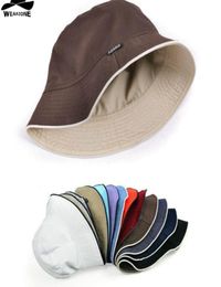 Chapeaux seau unis et solides pour hommes, réversibles sur deux côtés, peuvent porter une casquette bob solaire 100 coton, chapeau de pêcheur confortable 2205078418545