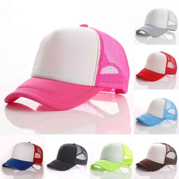 Chapeaux de camionneur nature pour hommes adultes femmes 5 panneaux vierge en mailles d'été Baseball Cap ajusté Snapback Sport Visor Soleil en gros noir blanc rose vif bleu jaune rouge