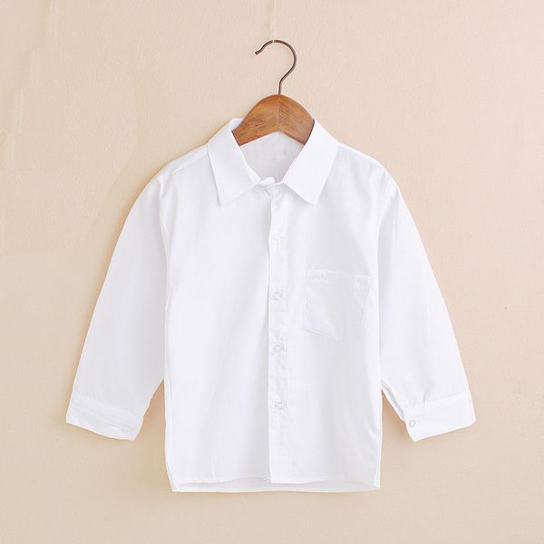 Chemises blanches unies pour bébés garçons, vêtements pour enfants, haut classique, tee-shirt en coton pour filles, uniforme d'étudiant solide 210413