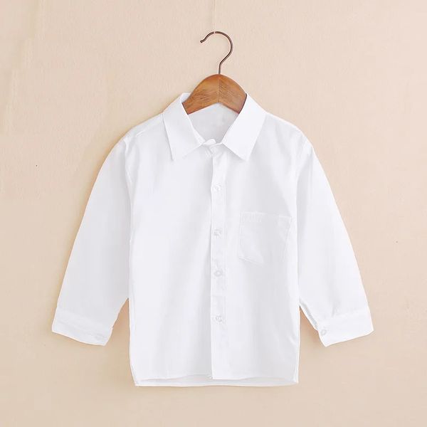 Chemises blanches unies pour bébés garçons, vêtements pour enfants, haut classique, t-shirt en coton pour filles, uniforme d'étudiant solide, 240123