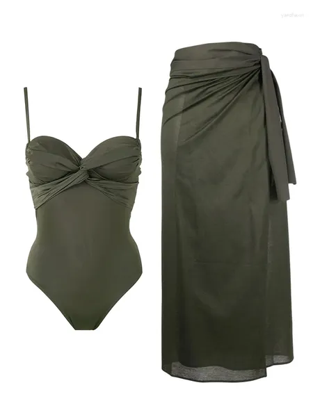 Correa de envoltura llana Casual 2024 Fashion Women Swimwear Summer One-Piece Trajes de baño Suits Vacaciones sexy /