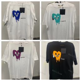 Plams T-shirt pour hommes Designer Femme Spray Print Diamond Bubble Graphic T-shirt Mode Summer Street Hip Hop Love Polo Chemise à manches courtes pour hommes et femmes de haute qualité