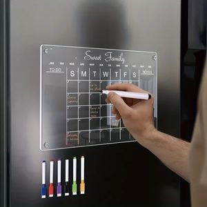 Plan Plate Transparant Wit Acryl Magnetische Kalender Voor Koelkast. Inclusief 6 markers en grote gum maandplan, koelkast wekelijkse magnetische kalender,