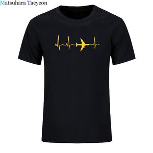 Camiseta de avión para hombre, camiseta de tanque de aviación para entusiastas del cardiograma, camiseta de ocio de algodón, camiseta informal con patrón, camisetas Retro para hombre