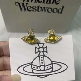 Planet Earring Designer Viviane pour femme Vivienenwestwoods Empress Dowager Saturn Transit Perles Boucles d'oreilles pour femmes Lumière Luxe Net Rouge Vent Diamant Planet Earri