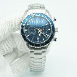 Planet Meter Limited Reloj con esfera azul 007, 44 mm, cronógrafo de cuarzo, Ocean Diver, 600 m, parte trasera de acero inoxidable, relojes deportivos para hombre 261F